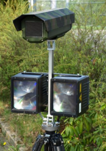 VDFLR video camera and laser. Surveillance + evaluation. Weatherproof housing. Day + night operation